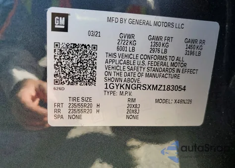 2021 Cadillac Xt5 Sport z USA, uszkodzony, nr VIN 1GYKNGRSXMZ183054